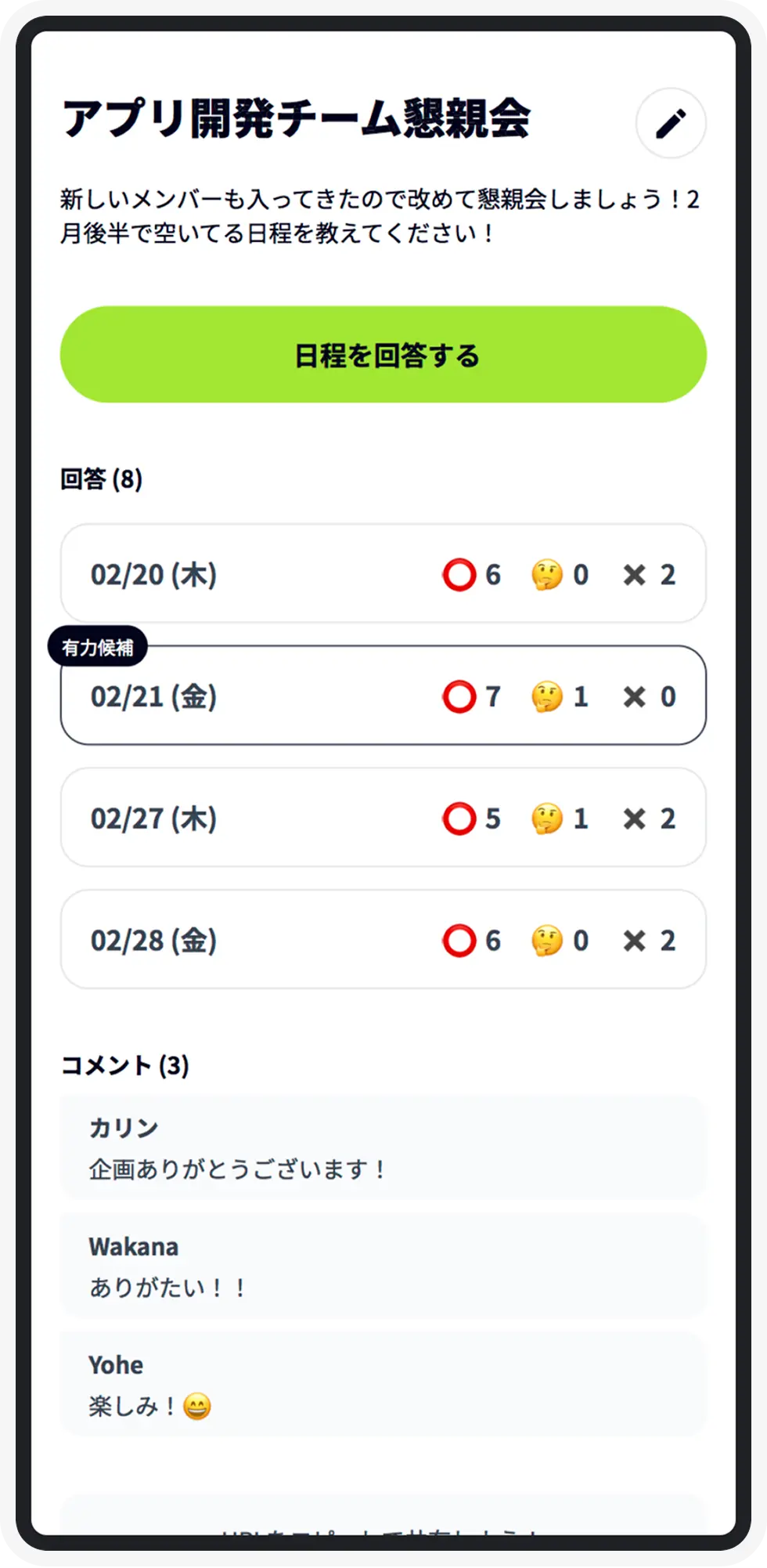 3.有力候補日の確認